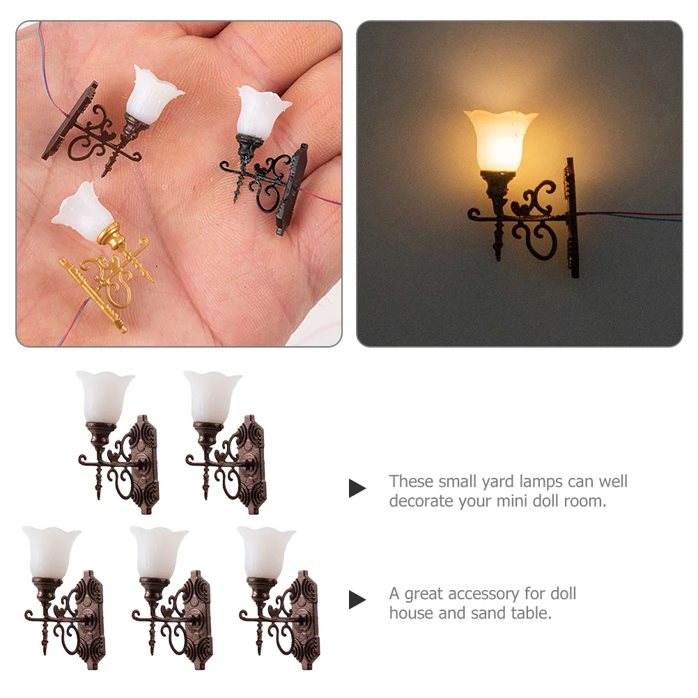 5pcs Micro Landscaping Lamp Decors Wall Light Adornments Sand Table Diy Materials Mini Wall Lamp Lamp Model