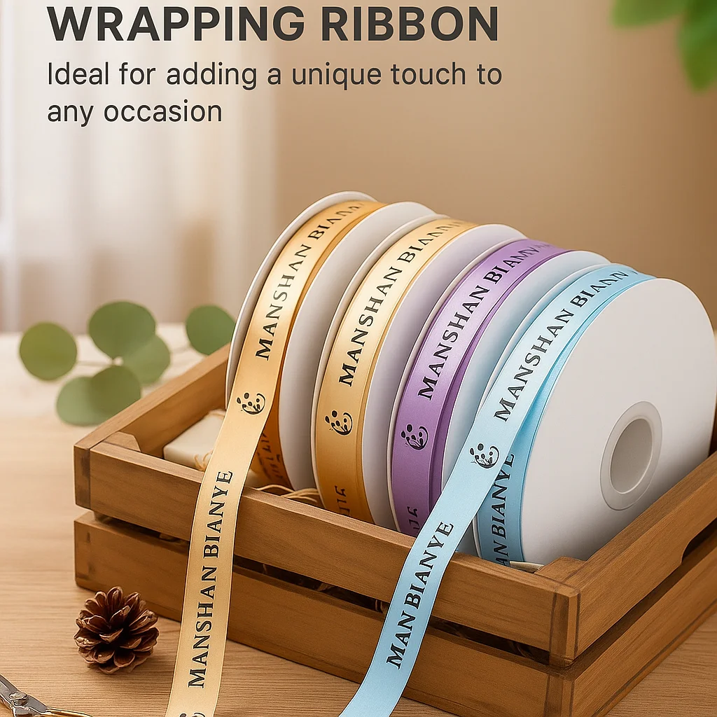 맞춤형 새틴 리본 - 웨딩, 생일 선물 및 공예 장식용 맞춤 인쇄 폴리에스터 원단