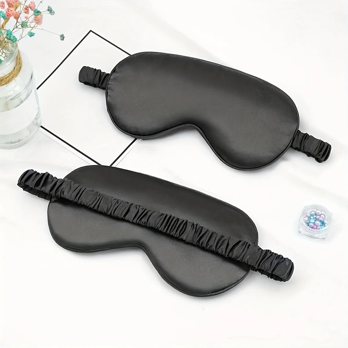 1pc/2pcs/3pcs-Double-Sided Silk-Like Sleeping Eye Mask Blindfold Solid Portable Rest Eye Shade Cover Soft Pad