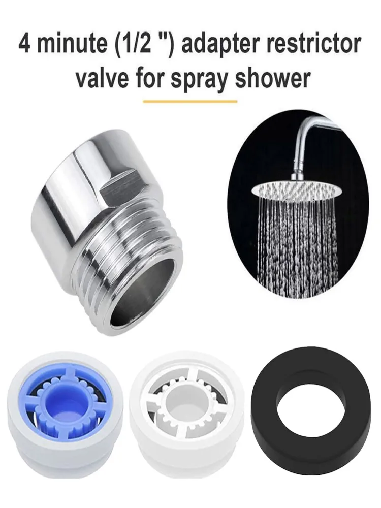 

1set Shower Flow Reducer Limiter Water Saving Cores 1/2inch Washer Shower Adapte Blue Reduces To 6 L/min White To 8 L/min Parts