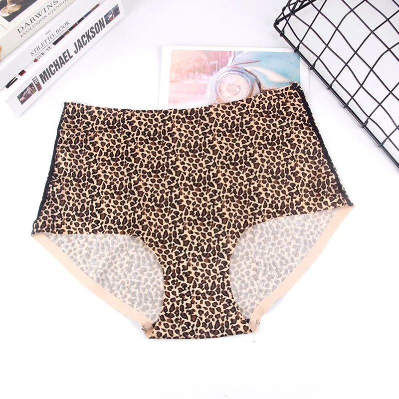 

Traceless Large Leopard Print High Waist Comfortable Underwear Female Traceless Plus Plus Size Lingerie For Women Woman Clothes