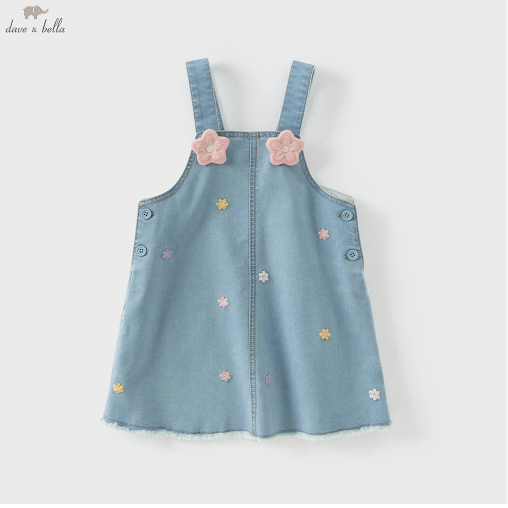 Dave Bella Girls Sleeve Vest Dress Autumn Spring Sweet Casual Floral Cowboy Tank Dress Party Oitdoor Clothes DB1250443