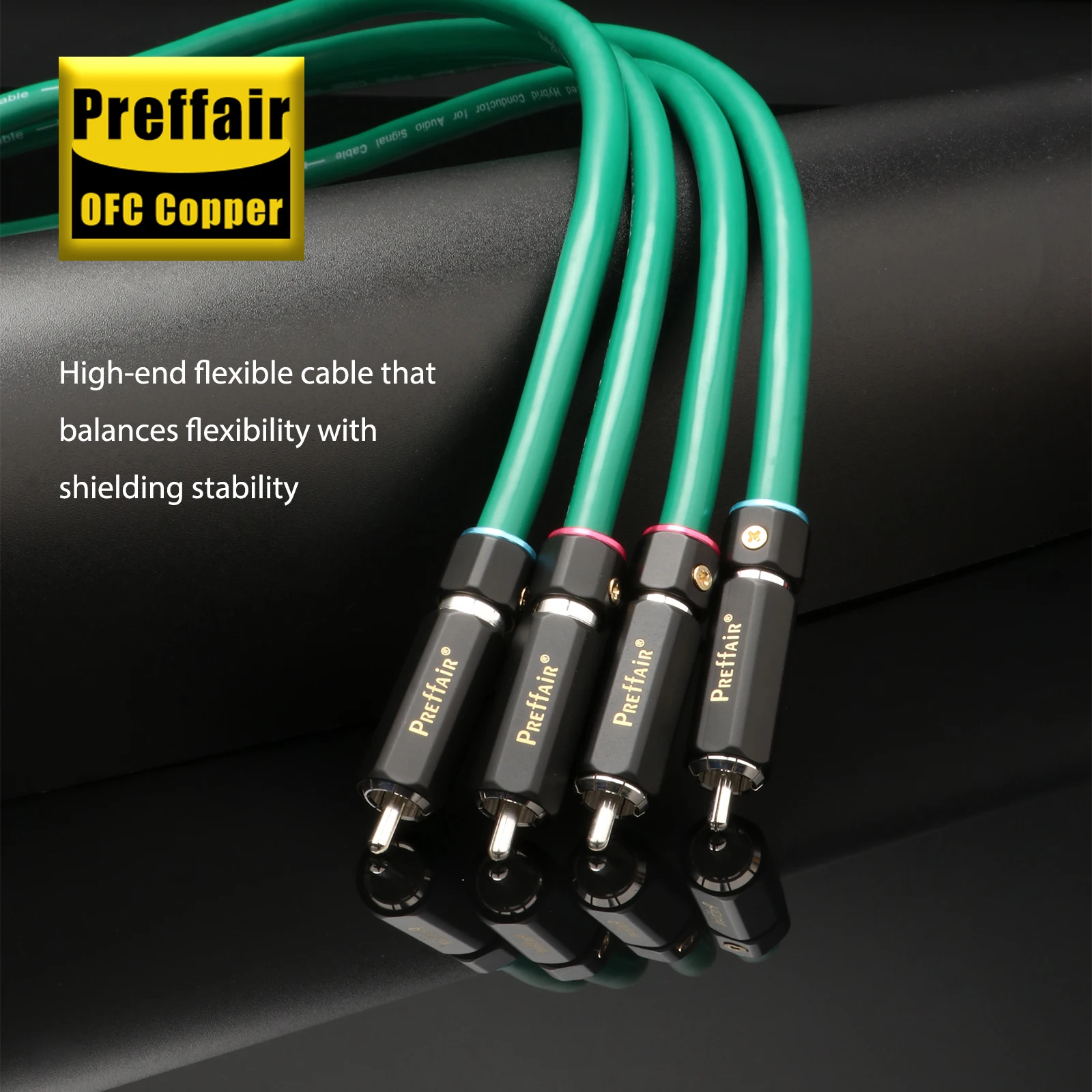 Preffair X403R1730 versilbertes 6N OFC RCA-Audiokabel auf Stecker mit vergoldeten Steckern/rechtwinkligem Verlängerungskabel – Detail 14