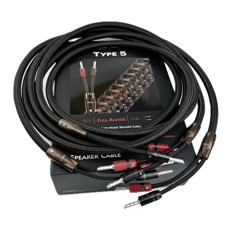 Pair Type5 Full Range Speaker Wire BFA Banana & Spade Plug HiFi Audio Amplifier Horn Cables