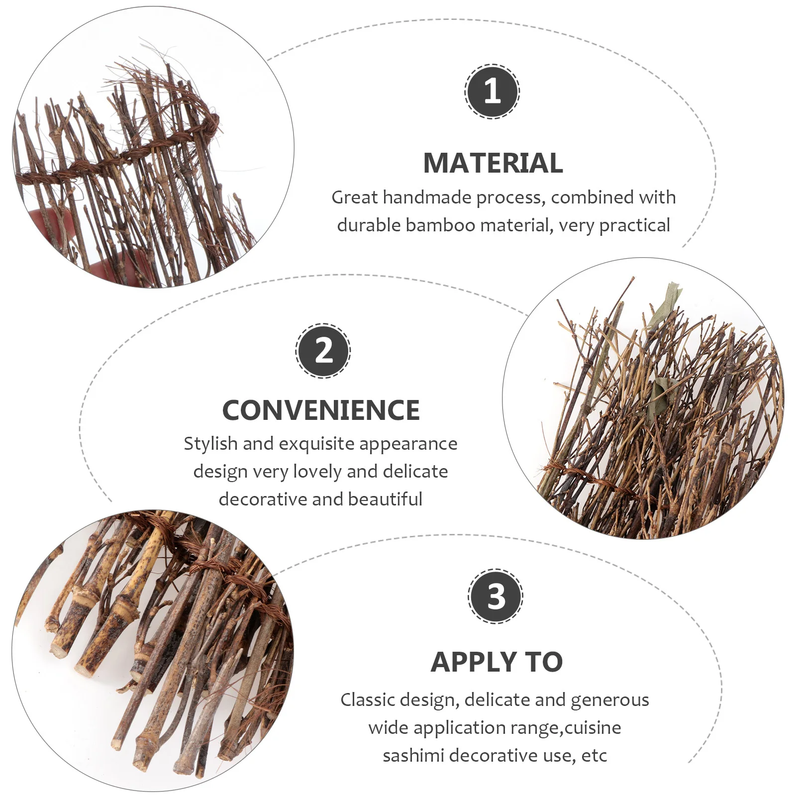 6 pièces de mini clôtures en bambou, décoration de micro-paysage pour bonsaï, cuisine coréenne, sashimi, ornement tissé élégant, cadeau