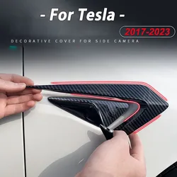 2Pcs Carbon Look flanchks Side Camera Decor Cover protettiva per Tesla Model 3 Model Y/S/X 2017 2018 2019 2020 2021 2022 2023