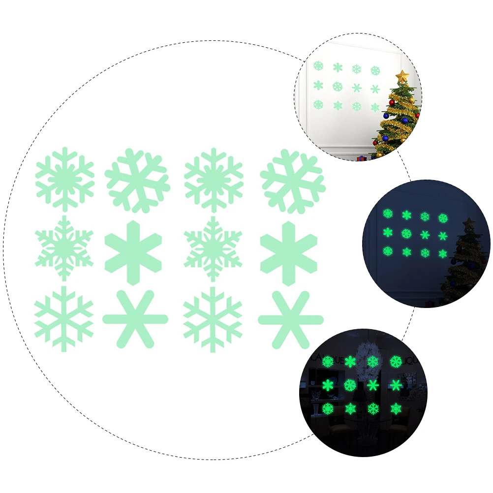 

Luminous Snowflake Wall Sticker Christmas Ornament Shine Xmas Stickers Pvc Glow The Dark Decal