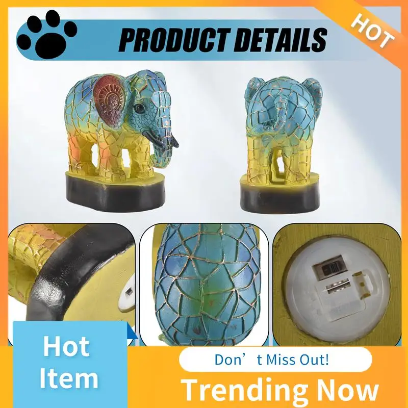 

Animal Table Lamp Dyed Resin Elephant Lamp Desktop Night Light Table Night Light,3D Stained Animal Night Light Lamp Durable
