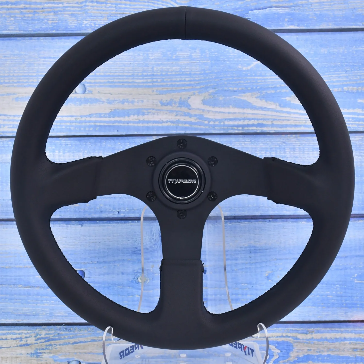 tiypeor-330mm-13in-leather-racing-steering-wheel-3-spoke-black-sport-steering-wheel - universal-car-modification-steering-wheel