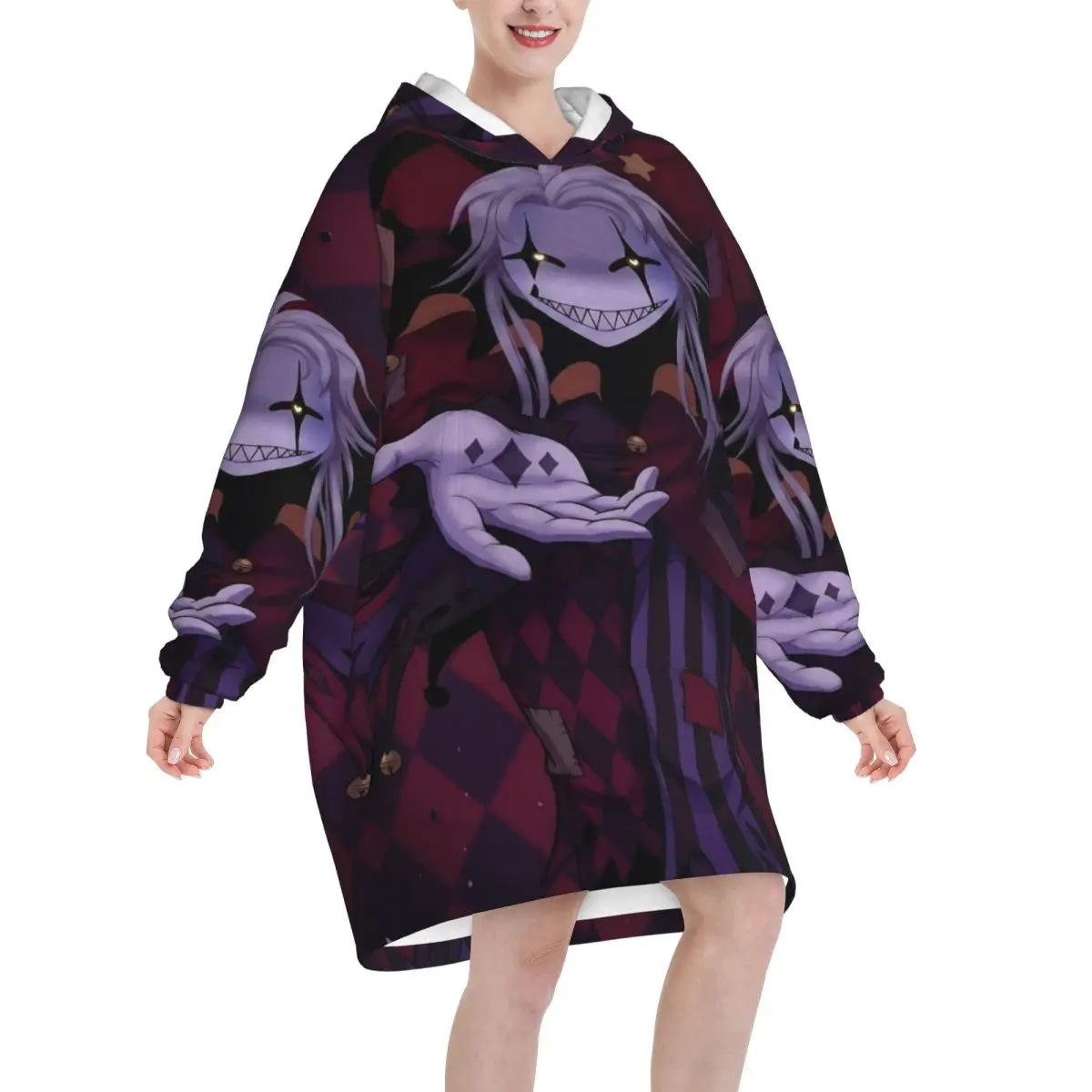 Pierrots The Freak Circus Wearable Blanket Hoodie for Women Men Oversized Sweatshirt Blanket with Pocket