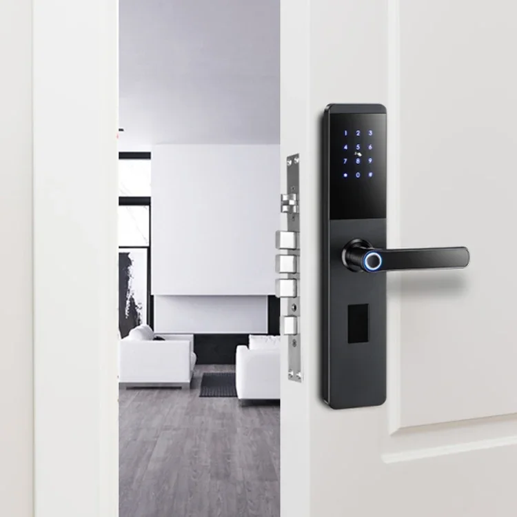 Entrada sin llave, contraseña de huella dactilar, tarjeta RFID, cerradura de llave, aplicación Digital, cerradura electrónica inteligente para puerta de casa con TTLock