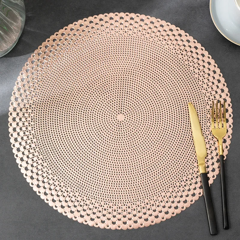 مفرش دائري مانع للانزلاق ، مفرغ للخارج ، عزل حراري ، حصيرة طاولة ، قاعدة أكواب ، طراز غربي ، كلوريد متعدد الفينيل ، فندق ومطعم ، قطر 38 ، 2 #5