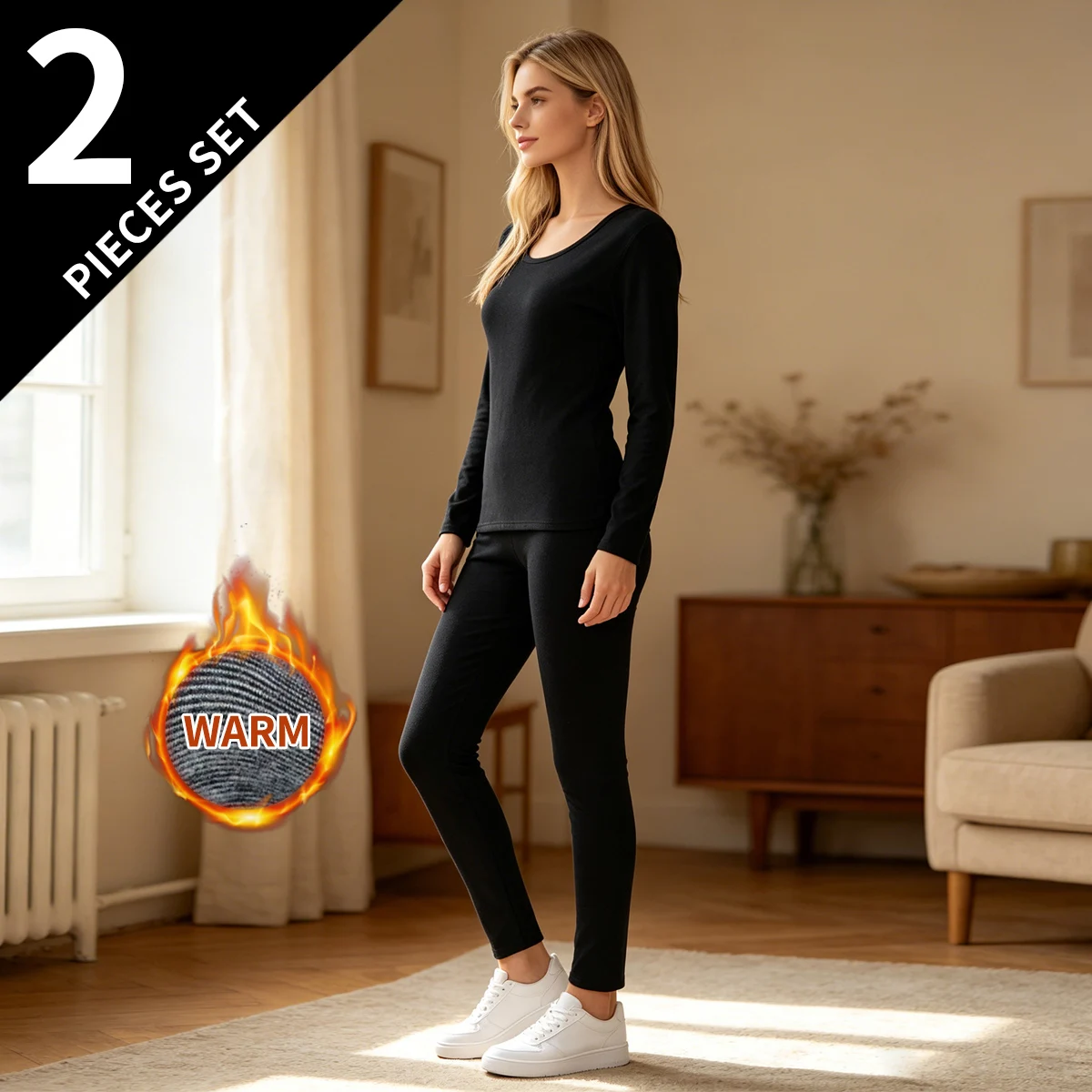2-Piece Women's Set Warm Autumn/Winter Solid Color Multi-Color Fashionable And Comfortable Casual Daily Wear Sweat Absorbing