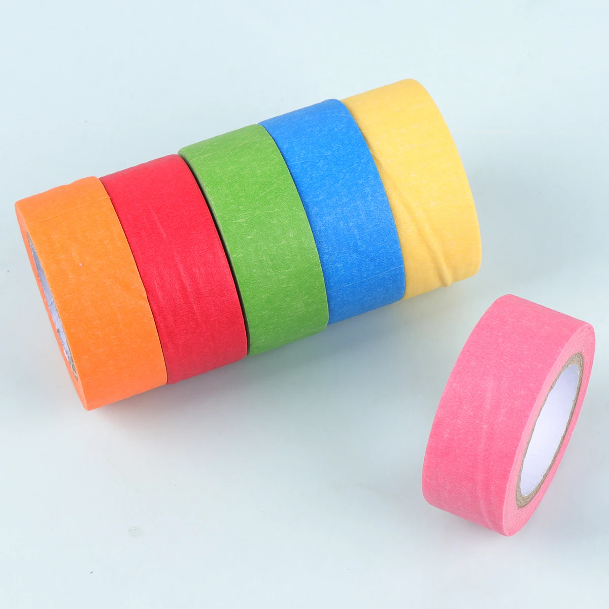 

6 Pcs Colorful Textured Paper Tape Decoration Sticker Automatic DIY Projects Masking Washi Solid