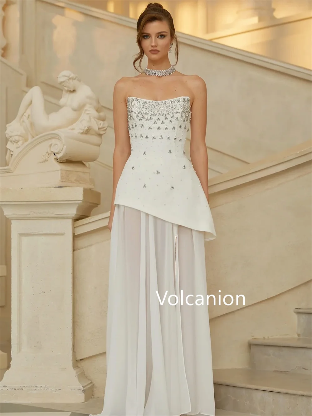 Personalizado requintado jérsei plissado lantejoulas a linha sem alças vestidos longos sob medida ocasião noite simples clássico