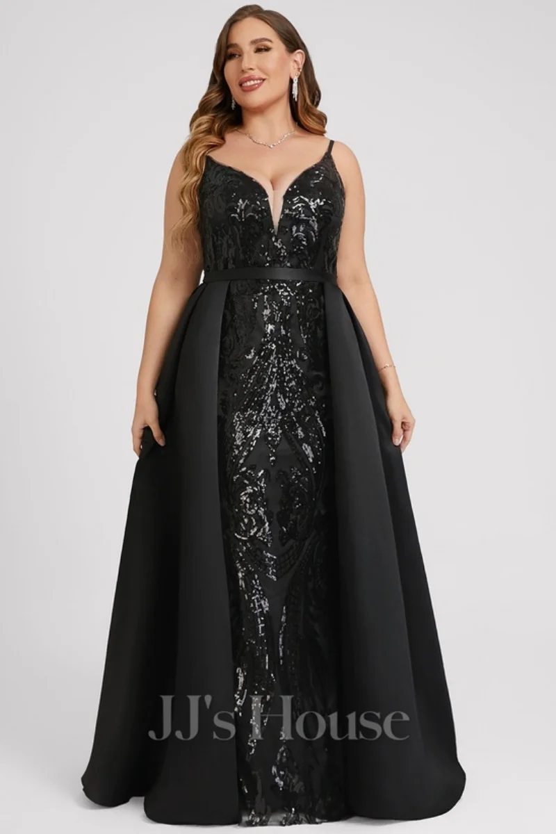 Annie vestido de casamento preto bordado lantejoulas capa cetim luxo vestidos de baile sereia elegante senhora sob medida vestidos de ocasião