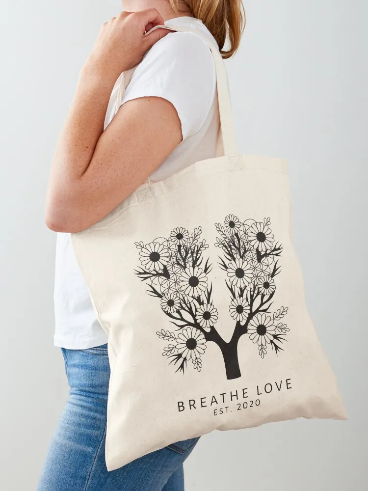 

The Breathe Love Tree - Black Tote Bag Candy bags shopping cart bags reusable grocery bags hand