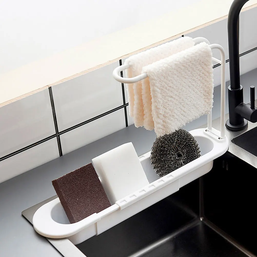 

Telescopic Sink Drain Rack Telescopic Sink Shelf Dish Drying Adjustable Storage Kitchen PP Material ganizer Shelf