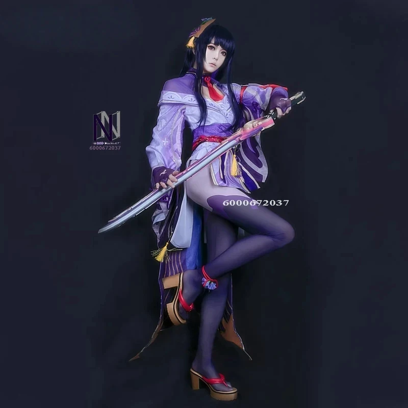 

ABC123Game Genshin Impact Cosplay Inazuma Costume Anime Raiden Shogun Role Playing Dress Outfit for Women Adult Comic Cox,3;b'2.