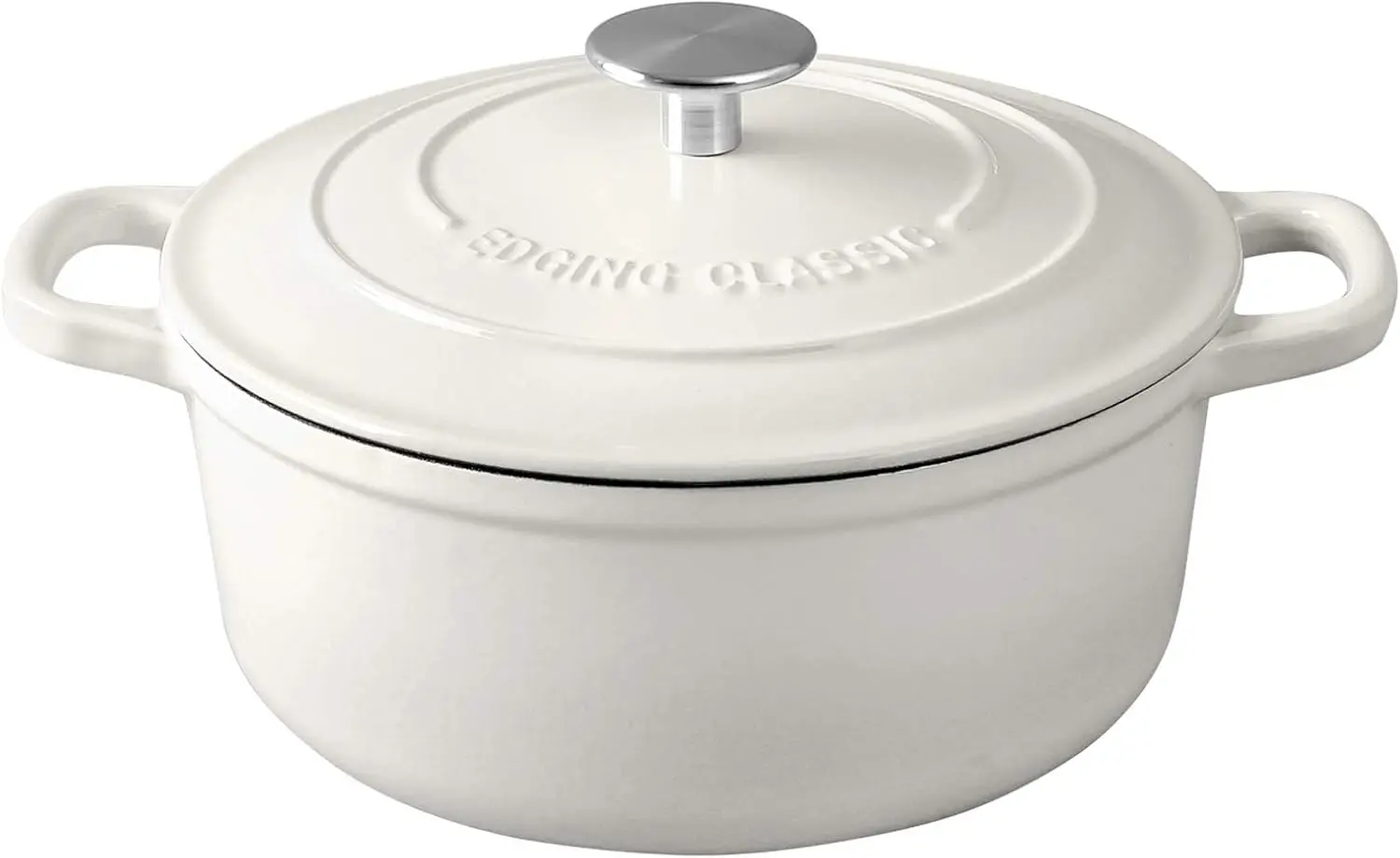 

Dutch Ovens Enameled Cast Iron Covered 5.5 Quart Dutch Oven with Dual Handle for Bread Baking, White