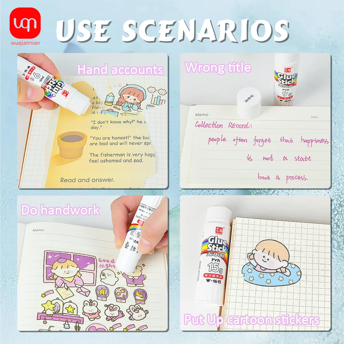 WQN-3/6PCS Student Büro Stick Langlebig Glatte Handgemachte Modell Kunst Kleber Student Büro Liefert PVA