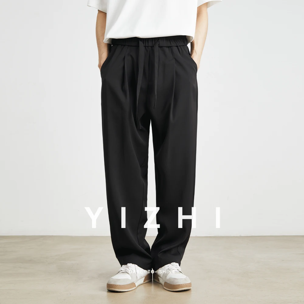 Men's 2025 Wear Spring New Casual Pants Loose Straight Korean Fashion Simple Solid Color Men Summer Trousers Wide Leg