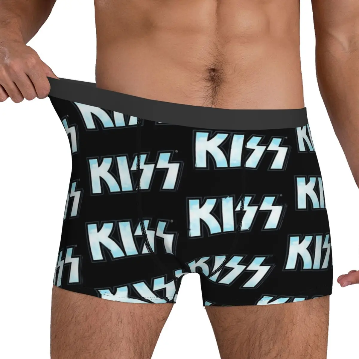 Blue Kiss Band Logo Underwear Rock Band 3D Pouch High Quality Boxer Shorts Print Boxer Brief Breathable Men's Panties Large Size