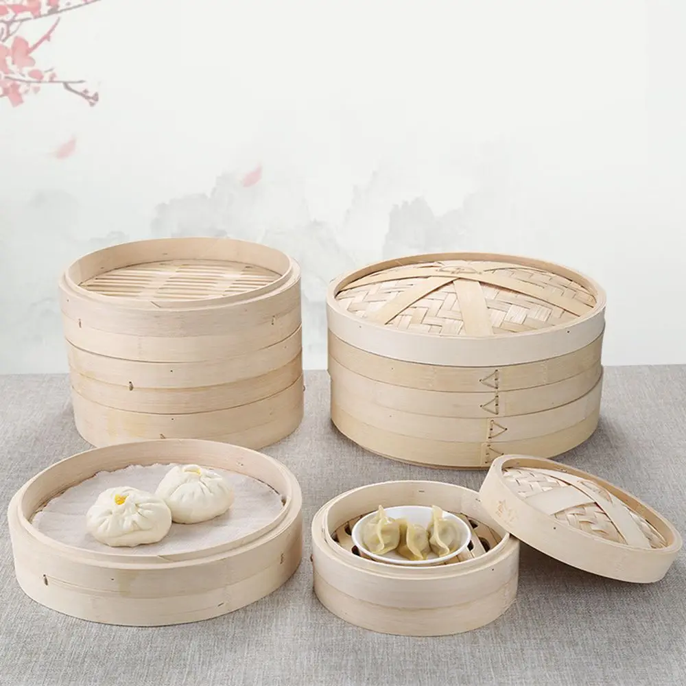 Makes Tasty Bao Buns Steaming With Lid Kitchen Tools Set Steam Basket Sum Steamer Steam Cooker Bamboo Steamer Steam Pot