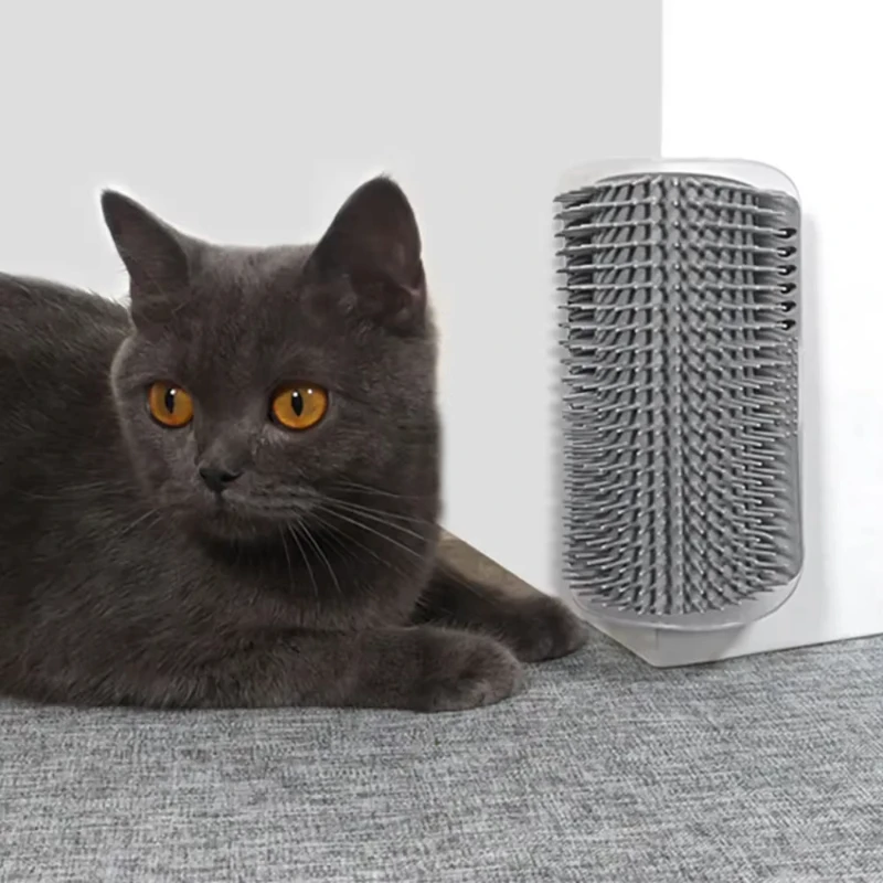 Escova Massageadora para Gatos - Escova de Canto para Arranhar com Catnip, Escova para Remover Pelos e Higiene de Animais de Estimação