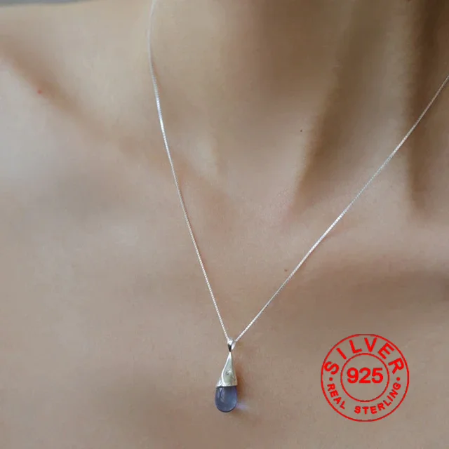 Zilverkleurige Blauwe Waterdruppel Vorm Ketting Choker Ketting Voor Vrouwen Breed Fijne Sieraden Huwelijksfeest Verjaardagscadeau
