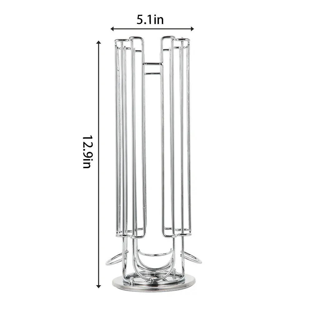 Coffee Pod Holder 24Cups Rotatable For Dolce Gusto Capsule Display Capsule Rack Stainless Steel Tower Stand Storage Shelves