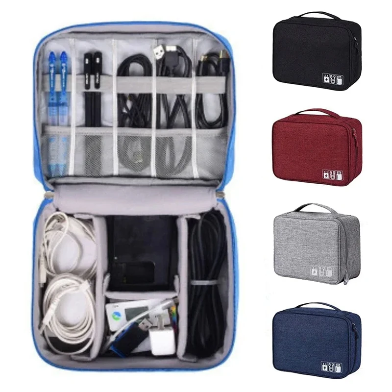 Travel Cable Bag Portable Digital USB Gadget Organizer Charger Wires Cosmetic Zipper Storage Pouch kit Case Accessories Supplies