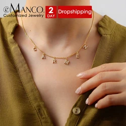 Emanco-カスタム名のネックレス,アルファベットのステンレス鋼のペンダント,ネームプレート,ギフト,直接配達