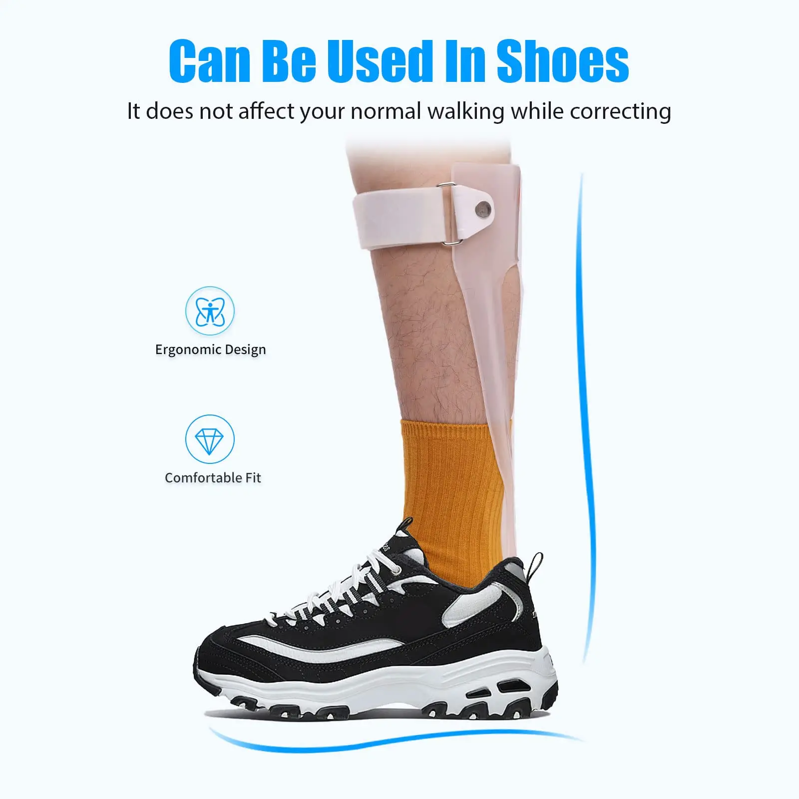 Foot Drop Brace Ankle Foot Orthosis Adjustable Afo Walking with Shoes for Stroke Hemiplegia Suitable for Men/ Women Left/ Right