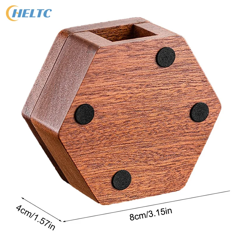 Solid Wood Hexagonal Espresso Coffee Filter Paper Box Universal Magnetic Lid Coffee Filter Paper Storage Box Mini Dustproof