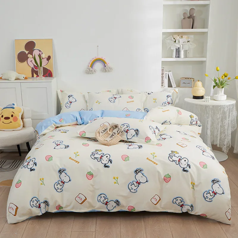 

Duvet Cover Set Snoopy Cartoon Dog Quilt Cover Bedding Set Polyester 3D Bedding Set King Size Printing Bedroom Children's Gift