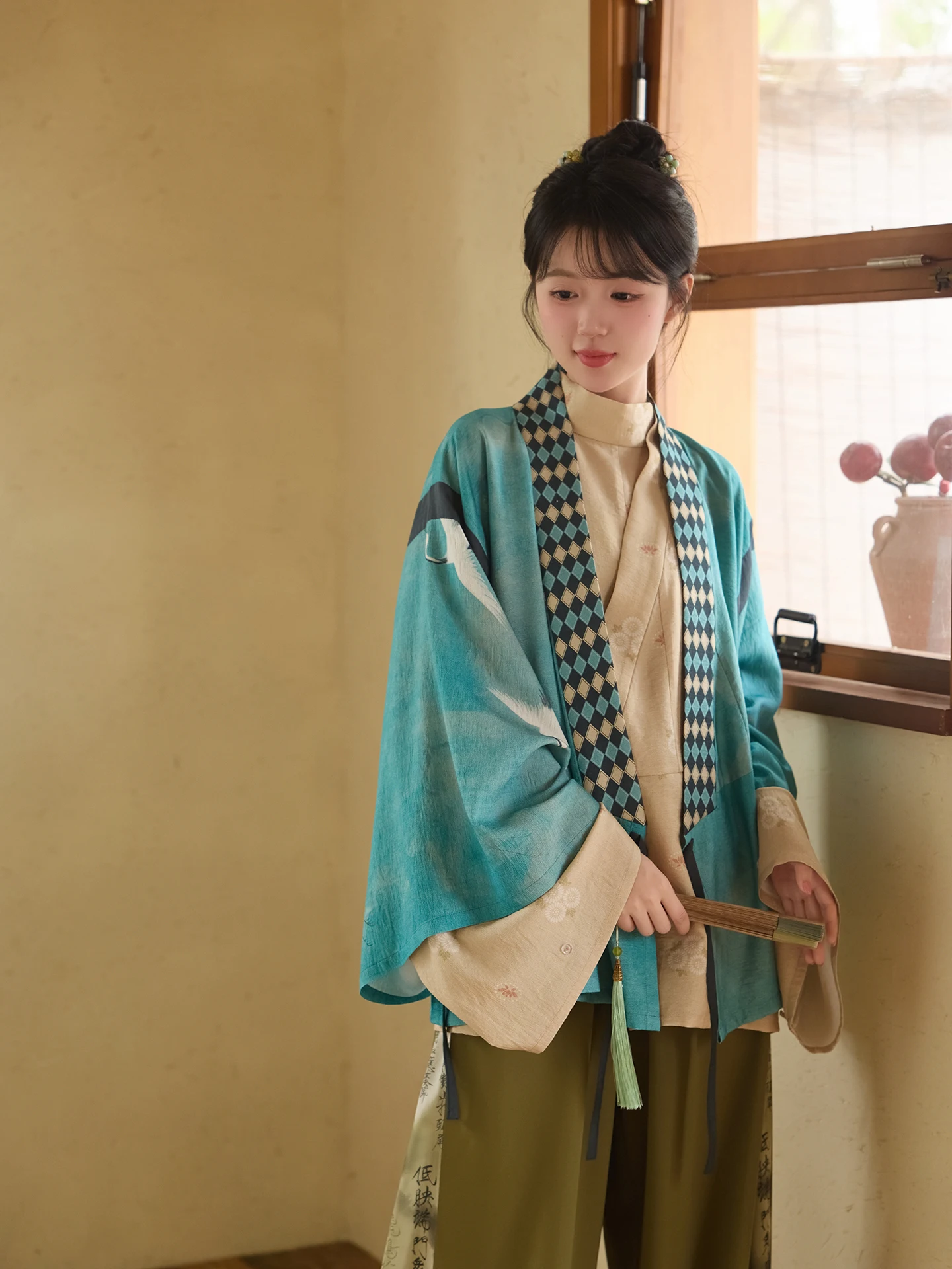 

Женские широкие брюки в стиле династии Цзинь с воротником-стойкой, весенне-летние, в стиле Ханьфу, премиум-класса, модные, традиционные китайские, коллекция Autumn Wood Crane