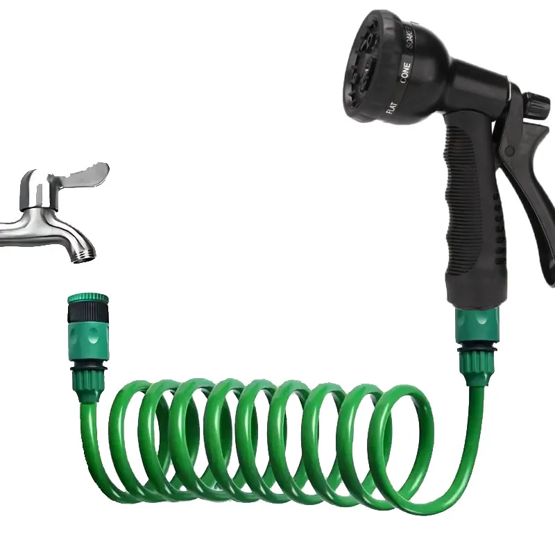 

Садовая волшебная пружинная водопроводная труба, 8-функциональный водяной пистолет высокого давления для полива сада, мойки автомобилей - набор инструментов для чистки на открытом воздухе