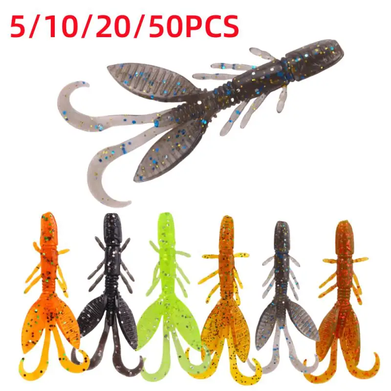 5/10/20/50PCS Soft Bait Silicone Lures Worm 5.5cm 1.4g Fishing Lures Attractive Wobbler Fake Bait Imitation Shrimp Fishing Gear