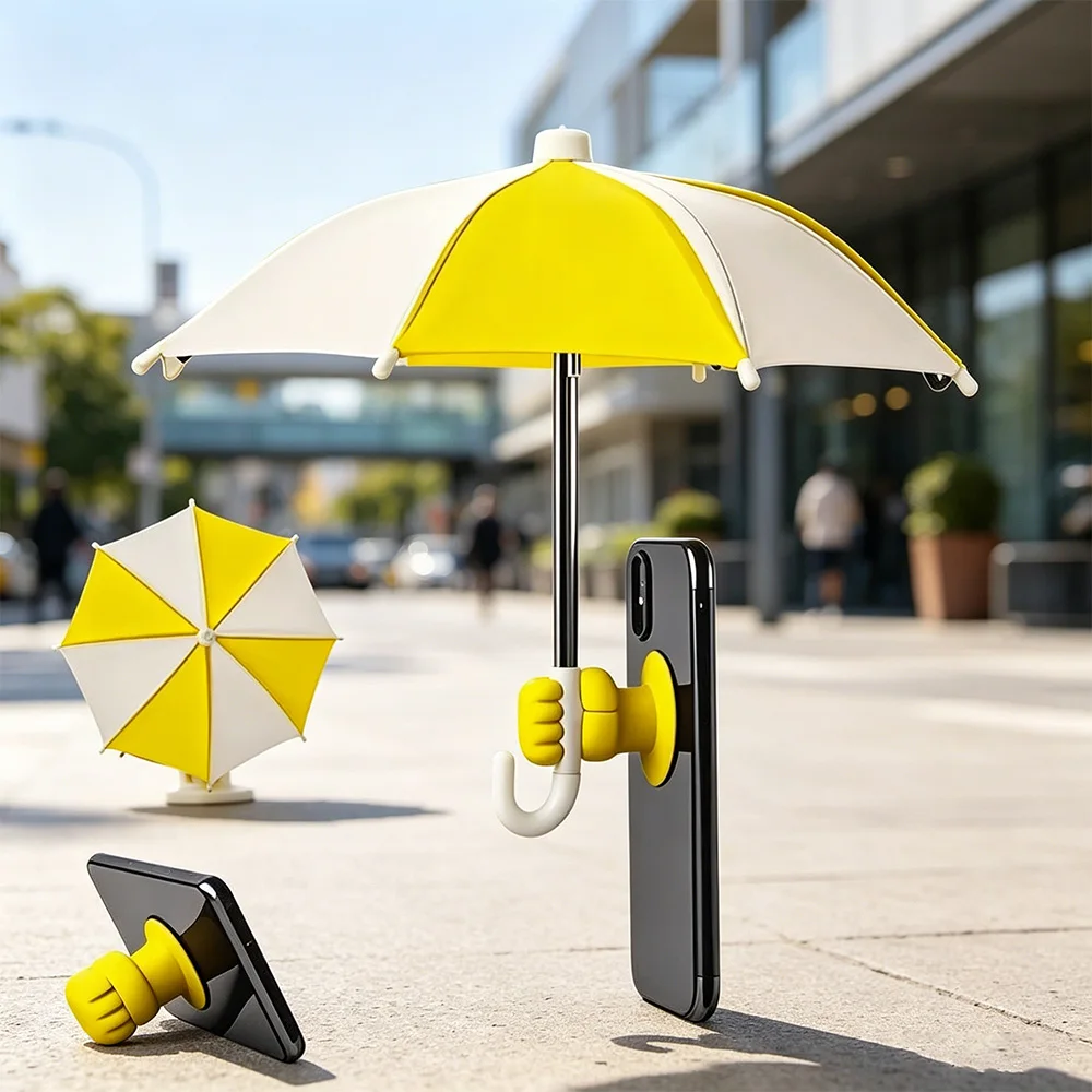 Mini Guarda-Chuva Portátil para Celular, Impermeável e à Prova de Chuva, Suporte Universal para Smartphone, Guarda-Chuva para Carro