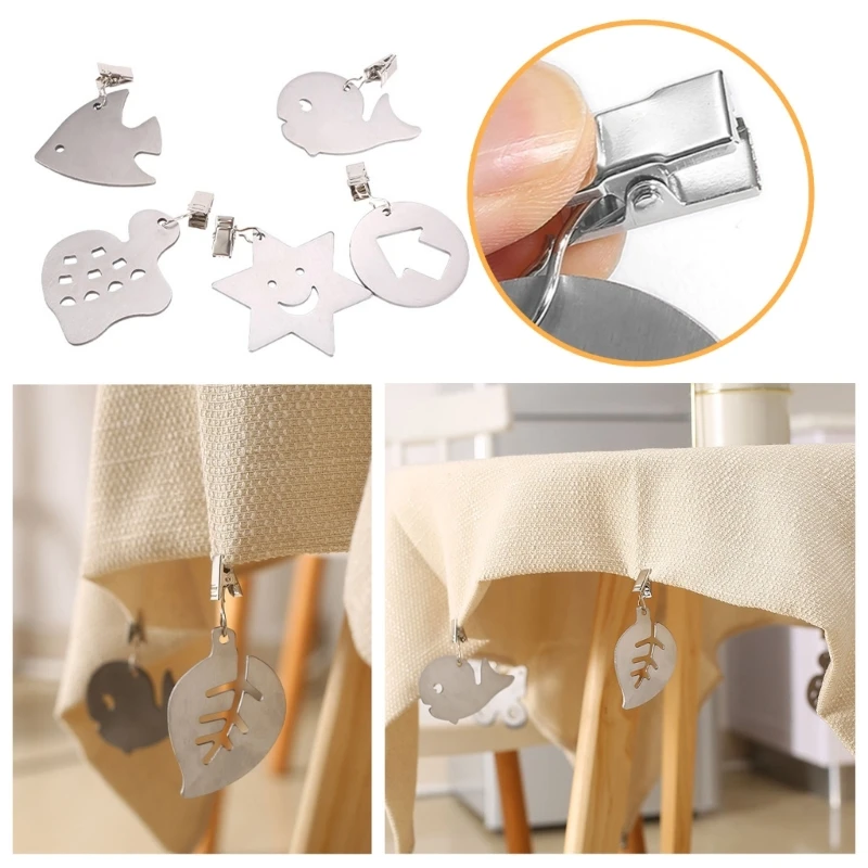 Stainless Steel Tablecloth Clip Weights Teartop Shape with Clamp Pendant Ornament for Home Festival Party Dining Table