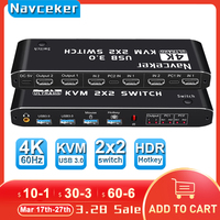 Navceker HDMI-compatible KVM Switch 4K 60Hz 2 Port Dual Monitor USB 3.0 KVM Switch 1080P USB KVM Switcher HDMI with USB 3.0 port