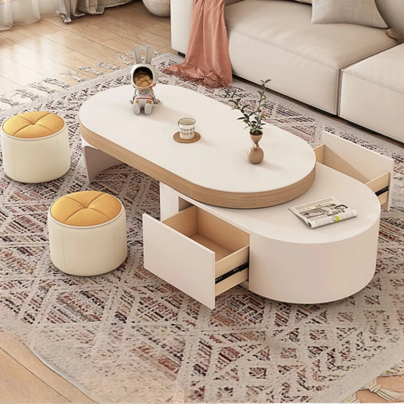 Manmade Board Bedroom Coffee Table Drawer Storage Center Living Room Coffee Tables Modern Luxury Table Basse Salon Furniture