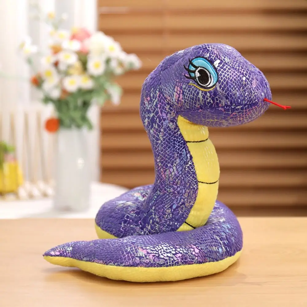 Tessuto di paillettes anno del serpente peluche animale cinese serpente anno mascotte bambola 20cm bambola di serpente con paillettes simulate capodanno