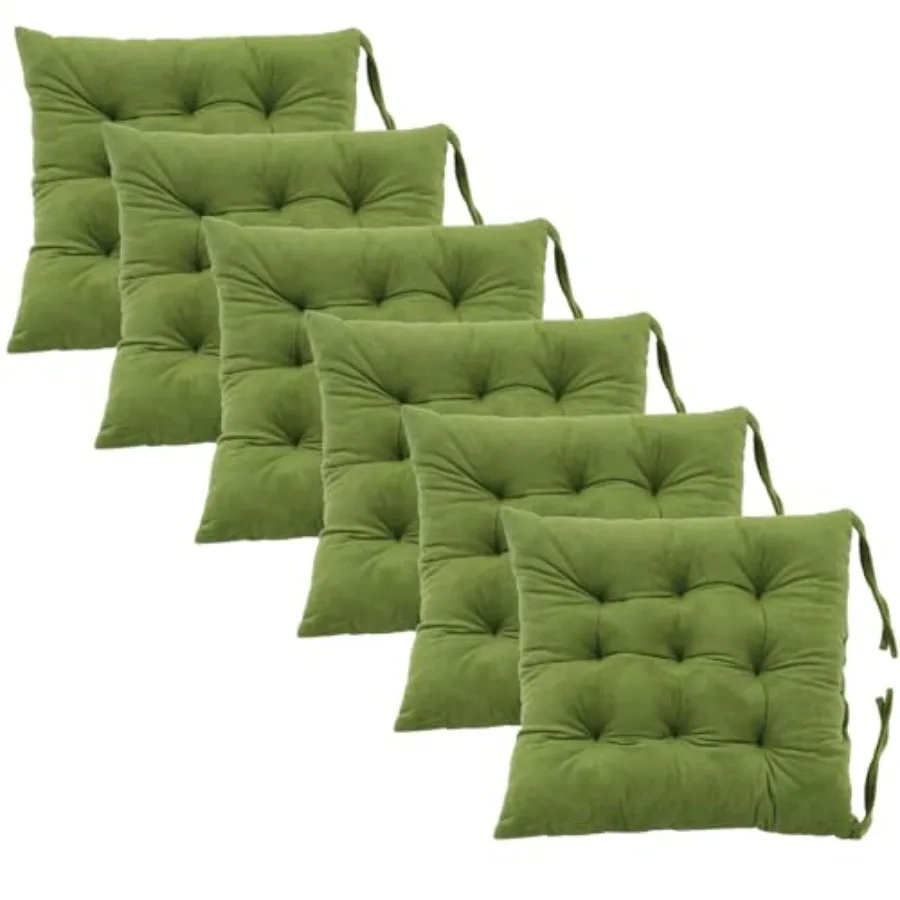 

6 Pack Square Seat Cushion Chair Pads for Kitchen Dining Chairs Soft Comfort Velvet Chair Mat Pillow Cushions with Ties for Off