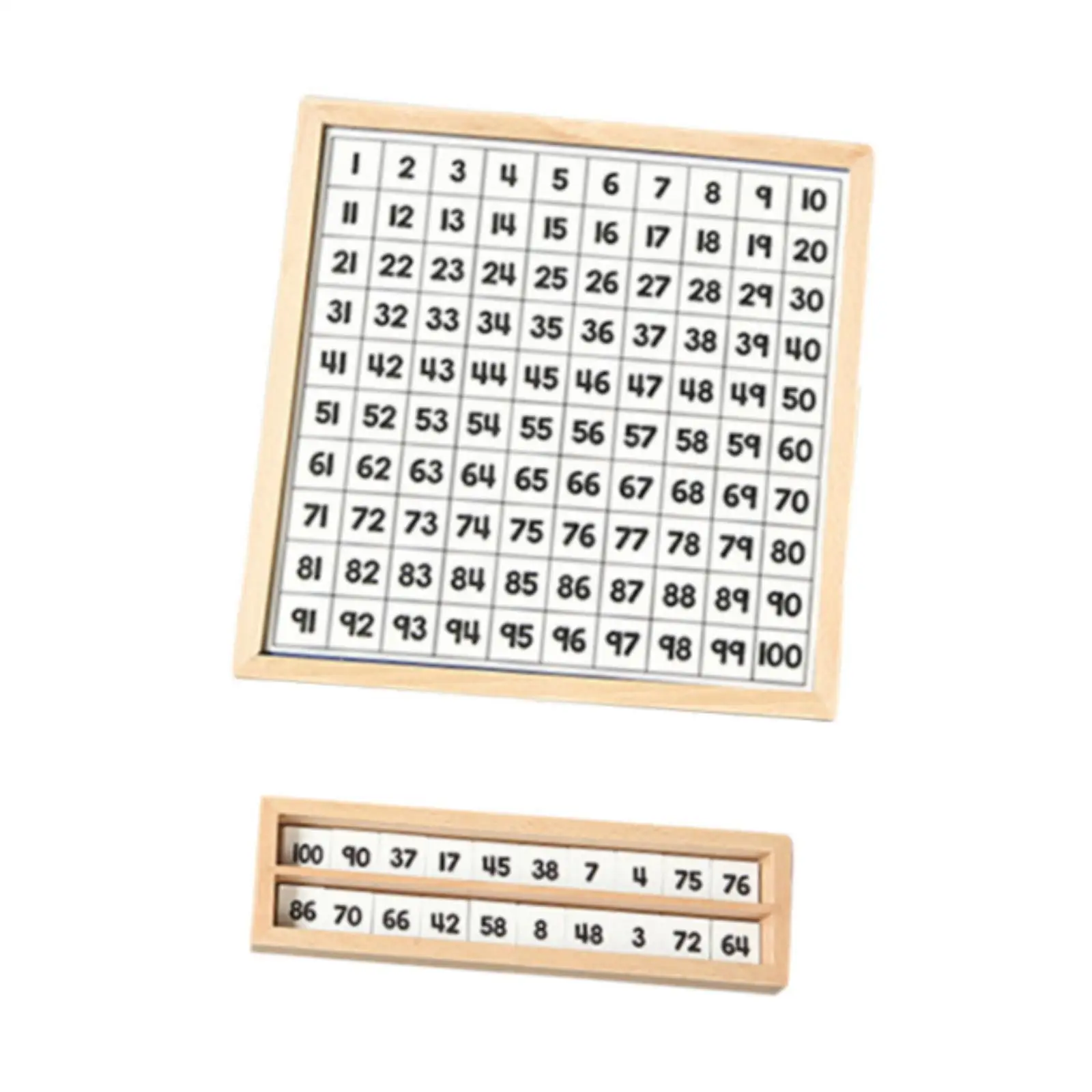 Wooden 1-100 Number Board Wooden Number Counting Tray Maths Games Consecutive Numbers for Children Classroom Teacher Supplies