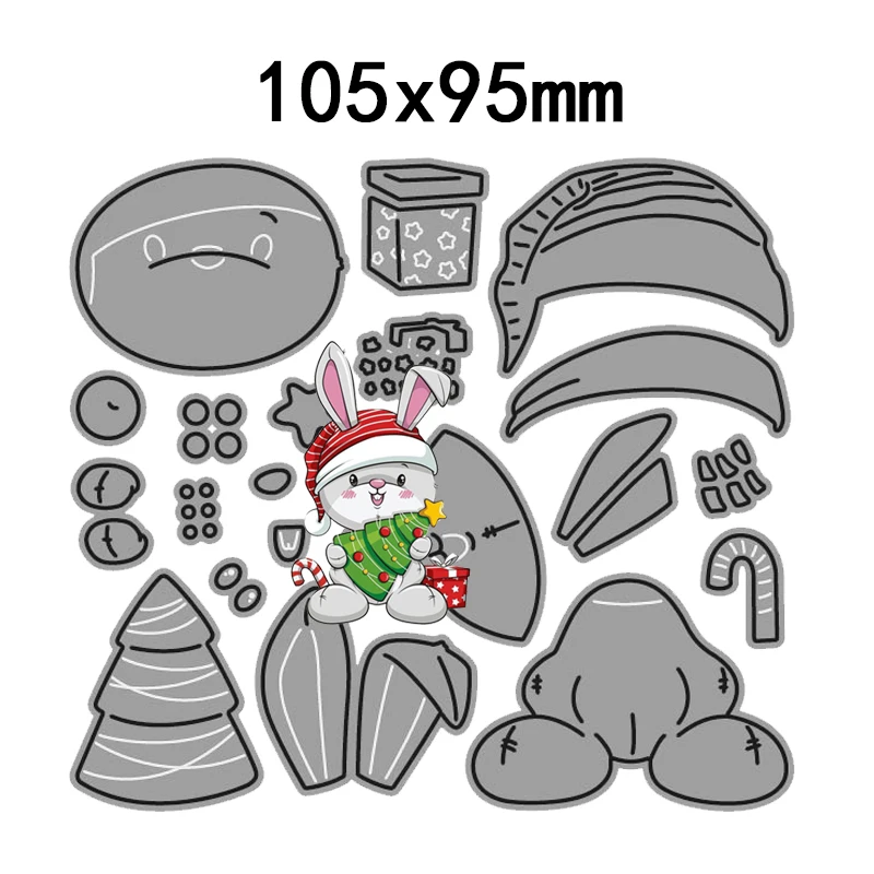 2023 New Metal Cutting Dies Eater Bunny Christmas Tree Stencils Die Cut for DIY Scrapbooking Album Paper Card Handicrafts