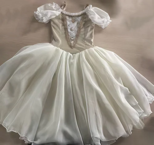 Imagen 2 del producto Vestido de bailarina largo profesional champán, disfraz de actuación para mujeres y adultos, vestido de tutú de Ballet para niños, vestido de tul, Ropa de baile para niñas