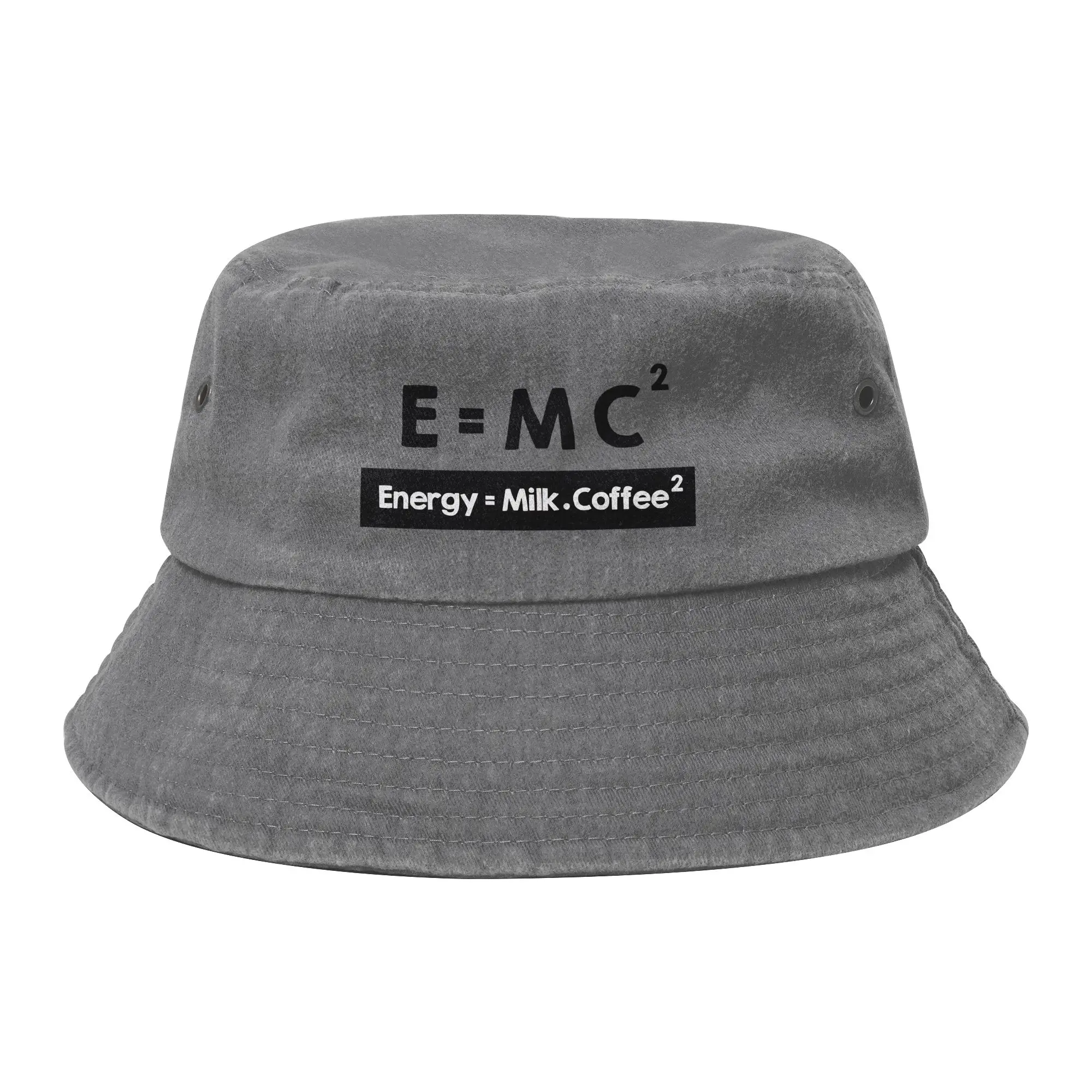 Sommer Strand Kopfbedeckung E=MC2 Energy Coffee Merch Bucket Hat für Herren und Damen – Distressed Washed Sonnenhüte, Nerd Bob Fischerhüte, Camping