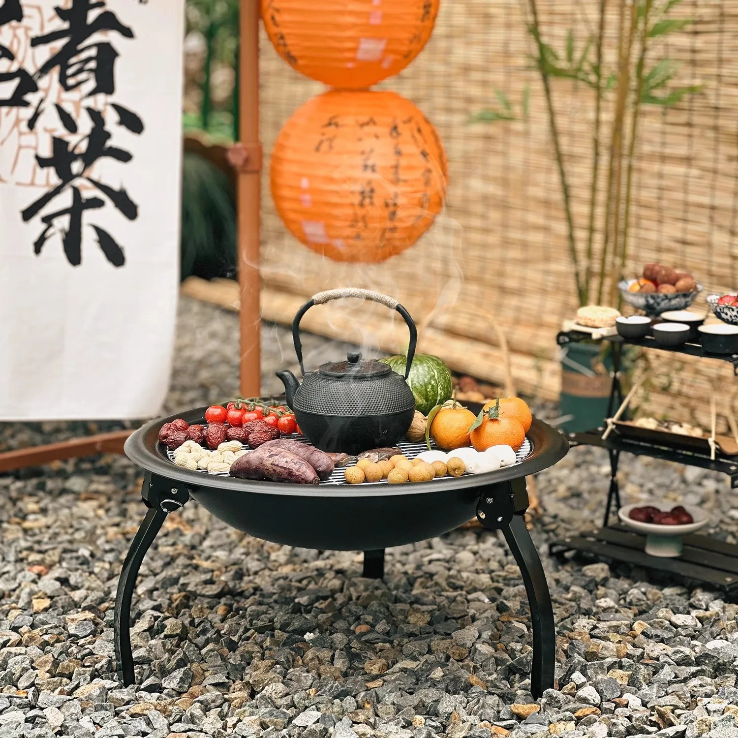 

Outdoor craftsman, folding charcoal, making tea, heating, barbecue, camping oven table